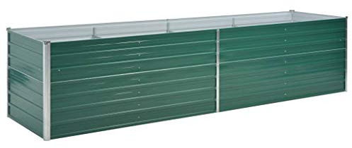 yorten Garten Pflanzgefäß Hochbeet Metall Pflanzbeet Blumenkasten Verzinkter Stahl 320 x 80 x 77 cm (L x B x H) Grün für Balkone oder Terrassen