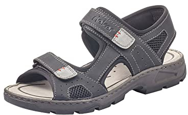 Rieker Homme Sandales 26156, Monsieur Sandales de Trekking,Sandales de Sport,crantée,Semelle extérieure,Double Fermeture Velcro,Schwarz,42 EU / 8 UK