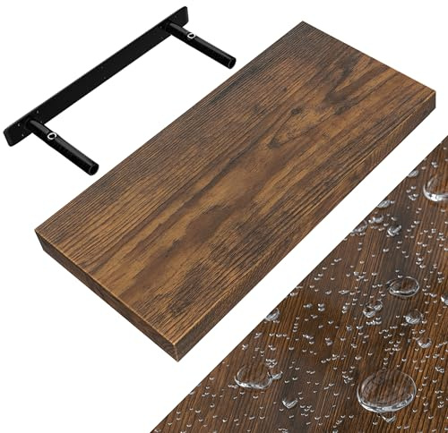 Casaria® Wandregal Holz Dunkle Eiche Regal mit Halterung 15kg Tragkraft Hängeregal Küche Wohnzimmer Flur Wand Schweberegal Bücherregal Regalbrett Schwebend 50cm