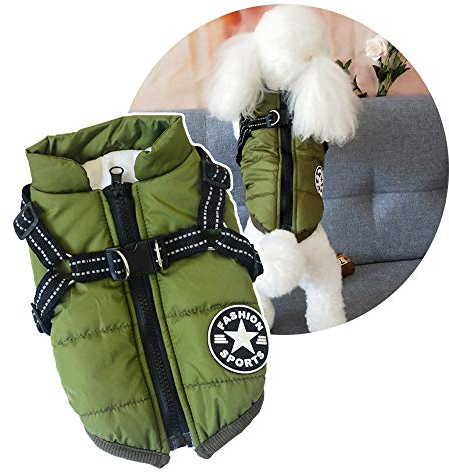 Oncpcare Hundemantel mit Geschirr für kleine Hunde, warmer Hunde-Wintermantel, Haustier-Jacke für Katzen, Welpen, kleine Hunde