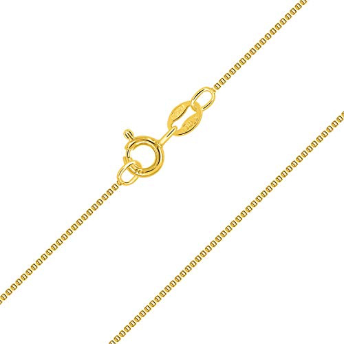 PLANETYS - Chaîne Maille Vénitienne Argent 925/1000 Plaqué Or Jaune 18 Carats Largeur 1 mm 45 cm