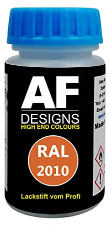 Alex Flittner Designs Lackstift RAL 2010 SIGNALORANGE seidenmatt 50ml schnelltrocknend Acryl