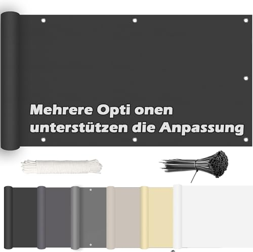 ROBAG Sichtschutz Balkon Balkon-sichtschutz, Balkon sichtschutz meterware Wind- und UV-Schutz in div. Größen & Farben, für den Gartenzaun oder Balkon, 95x800cm, Anthrazit