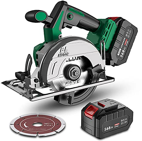 CHENGNAN Sega Circolare a Batteria Seghe Circolari profondità di Taglio 35mm (45°) 2000 RPM, Doppio Tasto di Sicurezza per Legno, Plastica e Metallo Sottile