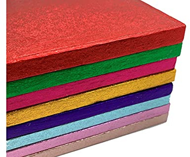 LARRYROO Single Colourful Cake Board Square Thick Drum 12mm Strong Boards (Silver, 18 Inches)