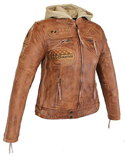 EURO STARS Damen Motorrad & Freizeit Lamm Leder Jacke Schwarz, Biker Ladies Leather jacket black