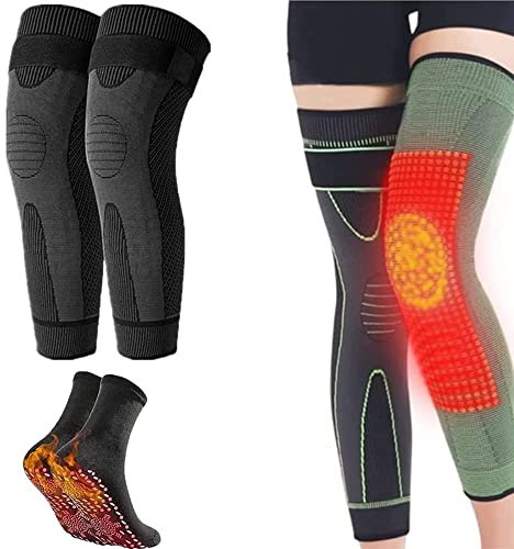 Reduce Fast Mugwort Acupressure Shaping Knee Pads,3D High Elastic Knee Brace Support Compression Sleeve for varicose Veins,Tourmaline Acupressure Self-Heating Shaping Socks (M,Black-Mugwort+Socks)