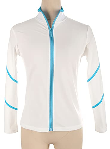 Youthful flying Damen und Frauen Eiskunstlauf Trainingsjacke Skating Oberteile Eiskunstlauf Trainingskleidung(Size:XXS,Color:Blau)