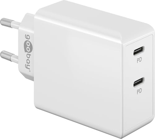 goobay 61758 Dual Port USB-C Ladegerät 36W / Schnellladegerät PD/Universal USB Netzteil/Adapter/Ladestecker/Fast Charger für Samsung S22, iPhone/Schnellladestecker/Netzstecker/Weiß