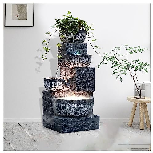 Grande Fontaine De Jardin Avec Éclairage LED Fontaine Cascade,Fontaine Exterieure De Jardin,Fonctionnement Pompe De Circulation,3 Étages Avec Cascades,Intérieur Ou En Extérieur,Décoration De Jardin (