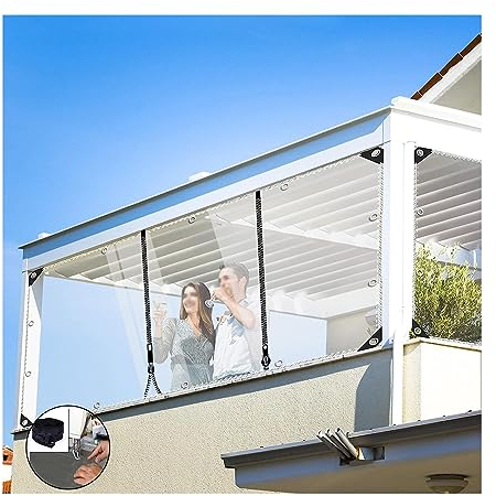 Plane mit Ösen Transparent 680g/m² PVC Abdeckplane Durchsichtig Anpassbar 0.5mm Abdeckfolie Wasserdicht, Gazebo Transparente Plane Seitenteile,Schwerlast,anpassbar ( Size : H2.4xW3.5m/H7.8xW11.4ft )