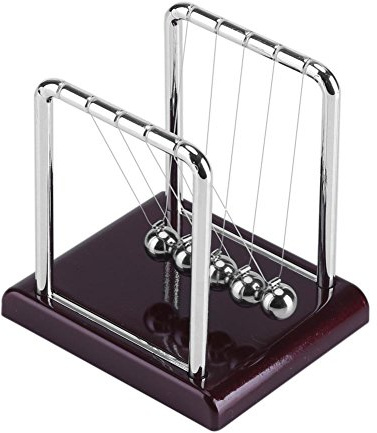 Newton Pendel, Wiege Balance Bälle Stahl Gleichgewicht Schwingen Magnetisch kugelspiel mit Kunststoffbasis, Klassische Pendelkugeln mit 5 Kugeln für Schreibtisch Büro Gadgets Dekoration, Silber