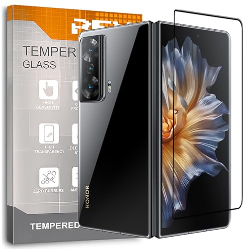 REY Curved Screen Protector for Honor Magic V2, Black, Premium Tempered Glass, 3D / 4D / 5D, Anti-Breakage