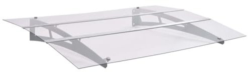 TANZEM Haustürvordach Sibern und Transparent 120×90 cm Polycarbonat Vordach Für Haustür, überdachung Haustür, Balkon Regenschutz, Türüberdachung, Vordach Hauseingang, 144828