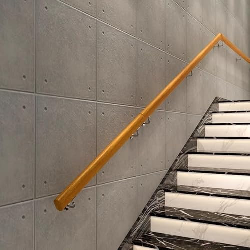 Handläufe für Treppen,Holz Treppenhandlauf,Innen Treppengeländer Holz,Mit Stabilen Halter aus Edelstahl,Wandhandlauf Treppe(Size:80cm/2.62ft)