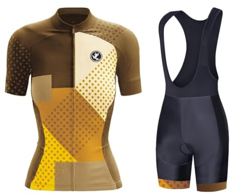 UGLY FROG 2024 Bike Wear Radtrikot Damen Kurzarm Fahrradbekleidung Set Outdoor Sports Radfahren Jersey + Radfahren Latzhose 20 DShorts im Sommer