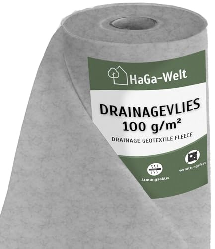 HaGa Drainagevlies 100g/m² in 3m x 50m als Drainage, Sandkastenvlies, Geovlies, Trennvlies für Gartenarbeit und unter Pflastersteinen