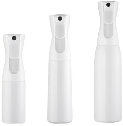 Pulverizador Agua Peluqueria, 3Piezas Fina Niebla Pulverizador Continuo, Continuo Pulverizador, Botella Pulverizador Agua Peluqueria, para Peinado, Plantas, Mascotas, Limpieza, 200, 300, 500ml, Blanco