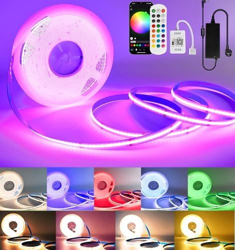 SUBOSI 10M COB LED Streifen RGBW Warmweiß, WiFi Smart LED Strip Musik Sync, Punktloses Lichtband 672 LEDs/m, 24V LED Leiste Kompatibel mit Alexa/Google Home, App-Steuerung, inkl. Netzteil