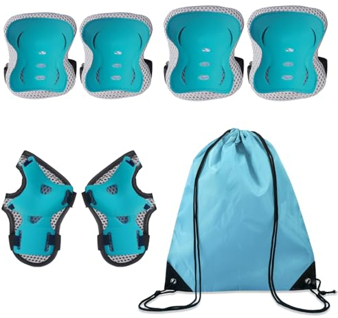 DKDDSSS 7 Stück Knieschoner Kinder, Protektoren Set, 7 IN 1 Schoner Inliner Kinder, Verstellbar Knieschoner, Ellenbogenschoner und Handgelenkschoner, für Rollschuhlaufen, Fahrräder und Skateboards