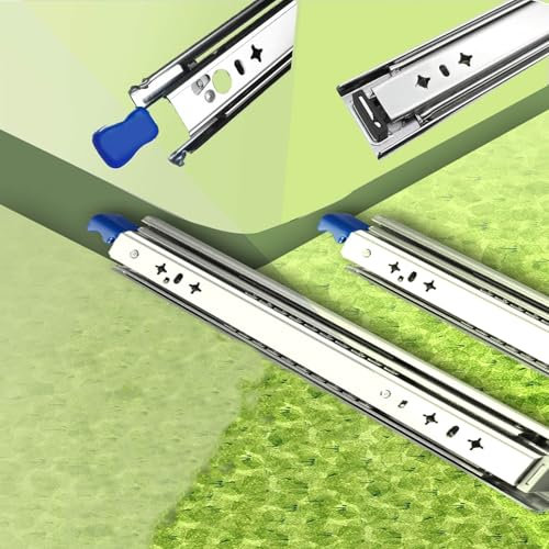 Feststellbare Schubladenführungen 300 Mm Schwerlast-Schubladenschienen Mit Kugellager Tragkraft 120 Kg, Industrie-Schubladenauszüge, Seitliche Montage 1 Paar(800mm(32in))