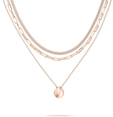 Tamaris Halsketten Layering Set für Damen, Halsschmuck einzeln tragbar und Größenverstellbar, wasserfest aus Edelstahl