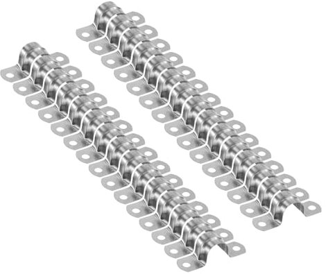 sourcing map 10pcs 11/16 Inch 18mm Conduit Clamps, M18 U Tube Pipe Clamp, Stainless Steel Rigid Pipe Strap, U Shaped Bracket with Two Hole for Pipe Tube Hose Wire Cord Fixing
