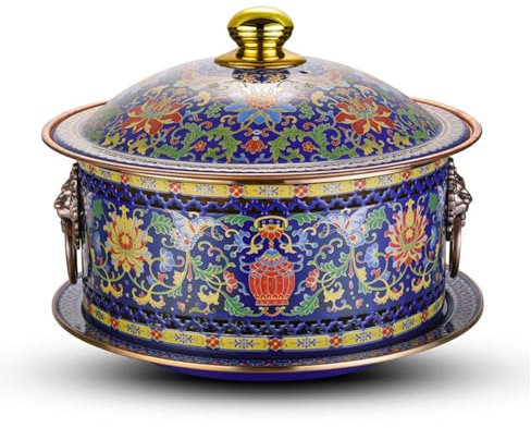 HHCTEBEC Cloisonné-Kupfer-Hot Pot, Altmodischer Palast, Alter Peking-Kupfertopf, Geteilter Kupfertopf Den Haushalt für Das Essen Zu Hause, Camping, Picknicks, Partys,A