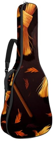 Bassgitarrentasche, 101,6 cm, 101,6 cm, doppelter verstellbarer Schultergurt, Akustikgitarre, Gigbag, Gitarrenkoffer, wasserdichtes Oxford-Gewebe, dicker Schwamm, Kunst Halloween Besen 46,