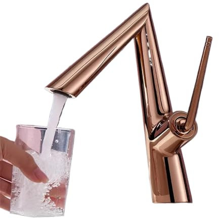 DRFGNF Borstat guld handfat kranar roséguld badrumskran grå handfat blandare kran varm och kall däckmonterad toalettran, vattenkran, roséguld