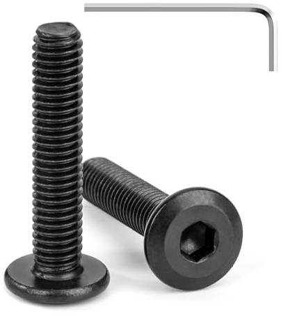 Tunejoy 20 Pezzi Viti a Testa Piatta M6 x 30 mm Nero Vite a Testa Esagonale Bulloni in Acciaio Inox A2 V2A Bulloni per Mobili con Chiavi a Esagono Filettatura Completa