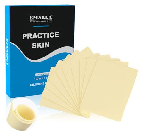 EMALLA 10pcs Piel Sintetica Tatuaje 3mm Pieles Sinteticas Falsos Gruesa para Practicar Tatuajes(18.7cm x 14.2cm)