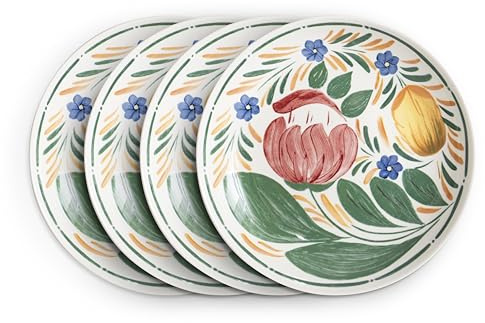 Wade Capri Set of 4 Dinner Plates with Vibrant Mediterranean Inspired Design, Crafted from Earthenware, Made in Stoke-on-Trent, 28cm, Multi-Coloured, WA967049CAP