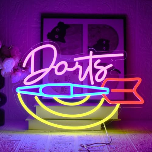 UExnkj-Y Darts Neon Schild Led Bar Neon Schild Game Dart Neon Sign USB Dimmbares Game Leuchtreklame für Spielzimmer Kneipe Heim Bar Club MäNnerhöHle Party Dekor