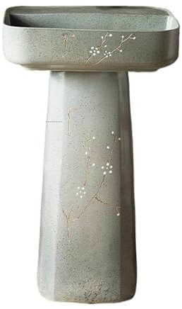 WOTZOV Lavabo sur Pied Lavabo sur Pied Chinois Vintage, lavabo de Salle de Bain sur Pied en céramique, lavabo sur Pied en Deux pièces, Vasque de Salle de Bain sur Pied pour,C Taille Unique