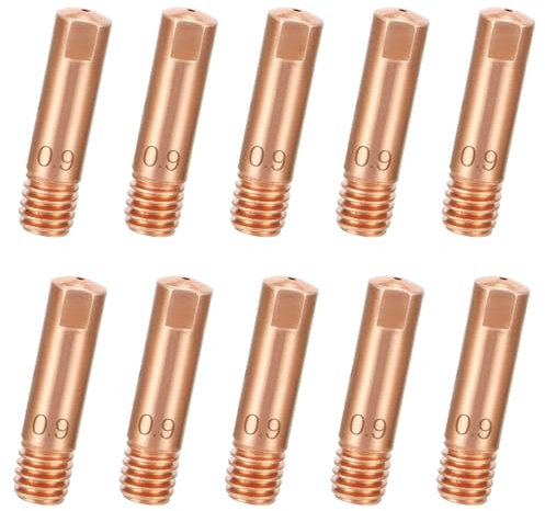 10 Pcs Buse de Soudage pour Mig, Pointe de Contact 0.9mm, Buse de Soudage 0.9 pour Torche de Soudage mb15 MIG MAG AK15 (0,9 x 25 mm)