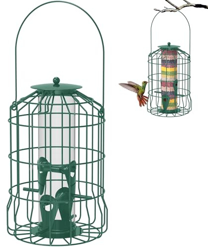 VogelFutterspender Eichhörnchensicher, meisenknödelhalter Für Kleine Gartenvögel, 4 Sitzstangen, Knabbersicher, Rostfest Behandelt
