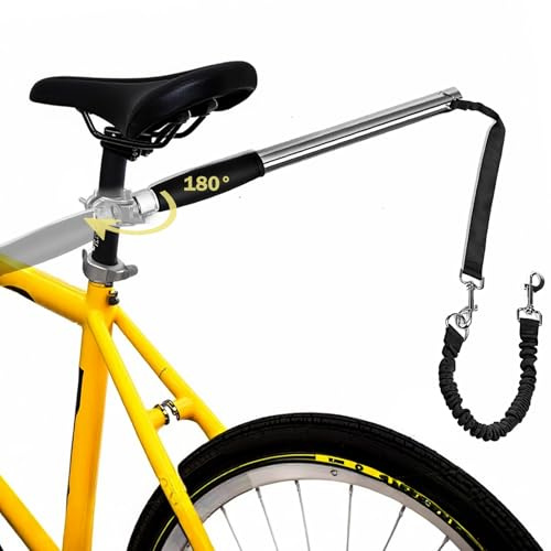 Dog Bike Leash 180° Rotating - Dogs Bike Attachment Bicycle Pet Leash Hands Free Thickened Steel Wire Rope Easy to Installation and Removal Fit for Medium Large Dog