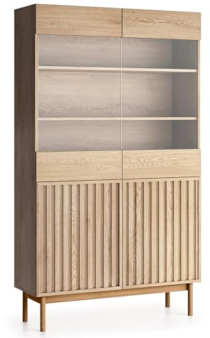 AXLIVING Vitrine Eiche Santarco W2D – 106 cm breit, Eiche Cremona