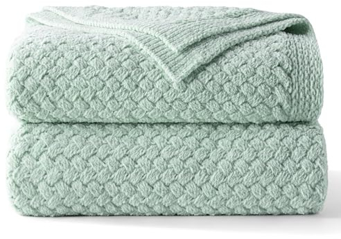 Whale Flotilla Chenille Decke Flauschige Kuscheldecke, Weiche und Warme Strickdecke, Kuschlige Sofadecke Wohndecke für Bett und Couch, 150x200 cm, Salbeigrün