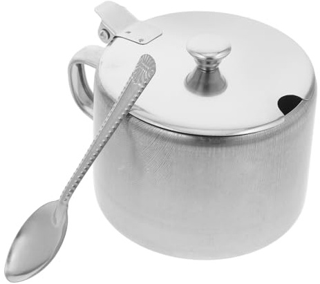 TOYANDONA Tarro con Tapa y Cuchara de Acero Inoxidable para Condimentos y Multifuncional Tamaño Compacto para Cocina en Casa y Restaurantes
