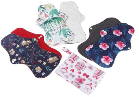 HONITANO Waschbare Bambus Menstruationsbinden 6 Stück Mit Tasche Super Saugfähige Atmungsaktive Wiederverwendbare Slipeinlagen Mit Flügeln Wasserabweisend Für Menstruation Wochenbett Und Inkontinenz
