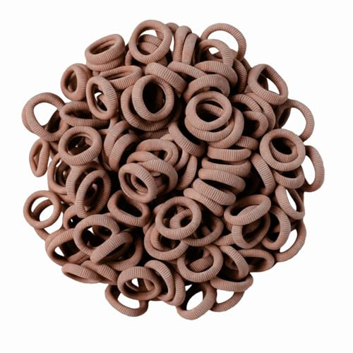 ACKKOR | 100 Mini Gomas para el Pelo para Niñas, Niños y Bebés, Suaves, Sin Daño, Elásticas para Cabello Fino, Coleteros Marrones