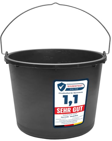Garronda Putzeimer 5 Pack 12 L Baueimer Mörteleimer Maurerkübel GD-0168 | mit Metallhenkel, aus recyceltem Kunststoff, für Baustelle, Garten und Haushalt, als stabiler Maurerkübel