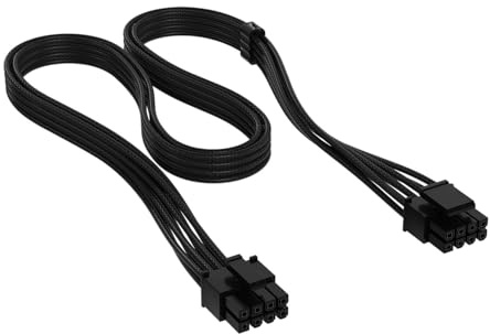CORSAIR Câble CPU EPS/ATX 12V à Gaine individuelle Type 4 Elite Premium – 8 Broches (4+4), 750 mm, Peignes à Câble Profil Bas, Conception Paracord à Maille Triple Couche, 2 Pièces – Noir