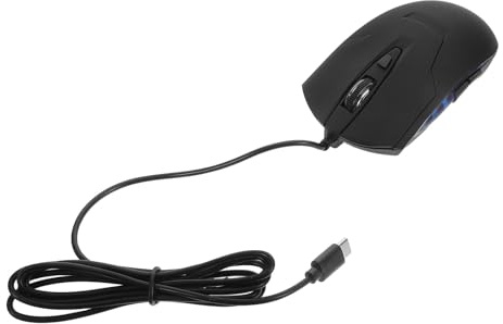 DOITOOL Souris Filaire USB-C Noire avec Rétroéclairage LED, 6 Boutons Ergonomiques, Câble 1,5 M, Dpi Réglable, Compatible PC Portable et Bureau pour Jeu et Travail