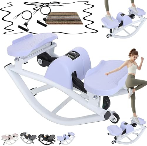 Rock Stepper Trainingsstepper, Swing Stepper Für Zuhause Trainingsgerät | Fitnessgerät S Mit Widerstandsbändern Und LED-Anzeige Für Knie Gelenke Beine Körper Training Fitness