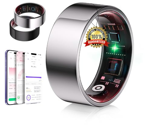 IUHFSIFS Smart Ring 8.Gen【Branchen Nr.1 – 0 Messfehler】【JZ5.0-Chip】 Sportspezifisch Smartring für Damen Herren Schlafen, SpO2, 200 Modi für Android IOS（Silber, 12）
