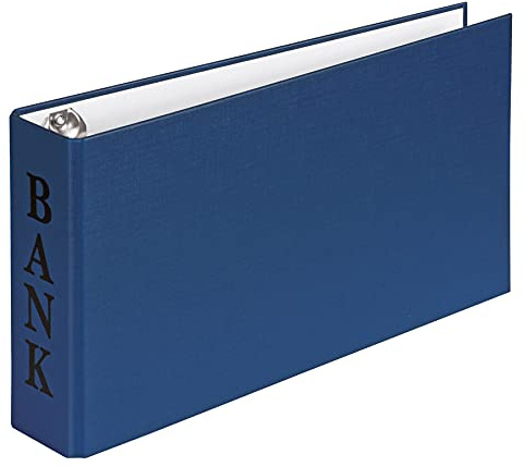 VELOFLEX 4168350 Bank Folder DIN A6 Ring Binder for Bank Statements, 2-Ring Mechanism, 30 mm Filling Height, with Hold-Down Holder, Blue, Pack of 1