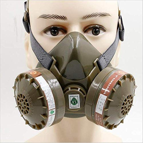 OOFAYWFD Respiratore Maschera Antigas, 2 Cartuccia A Carboni Attivi Valvola Respiratoria, Mezza Maschera Protezione Respiratoria Pesticidi, Sostanze Chimiche, Odore